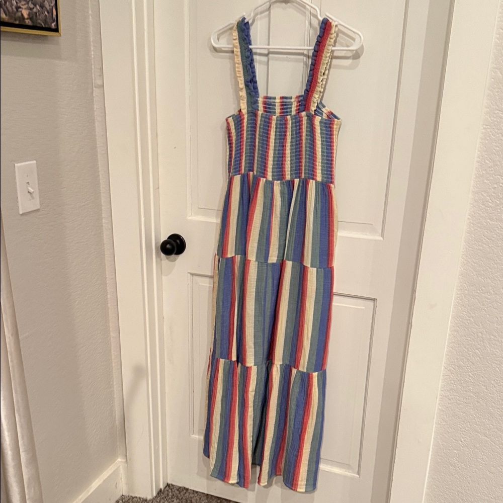 Multicolor Striped Maxi Dress - Sleeveless Tiered Summer Dress - Picture 3 of 3